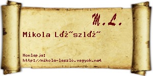 Mikola László névjegykártya